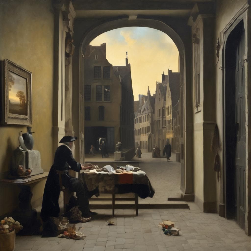 Παράθυρο σε μια ευρωπαϊκή πόλη με παραδοσιακή αρχιτεκτονική και πολυάριθμους πεζούς, αναδεικνύοντας το αστικό τοπίο και τη ζωή στην πόλη.